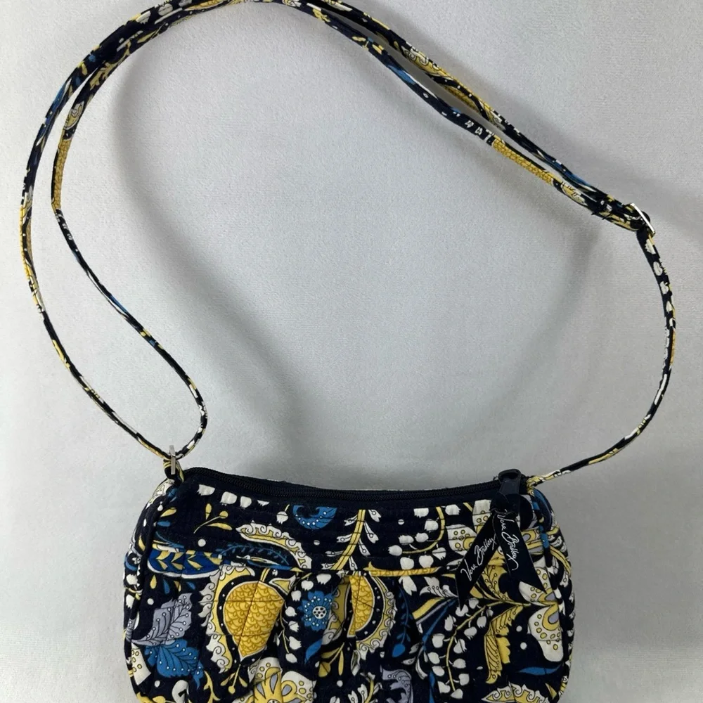 Retired Vera Bradley Blue and Yellow Patterned Shoulder Bag